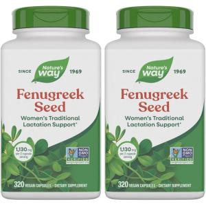 Nature’s Way Fenugreek Seed Supplement, Fenugreek for Traditional Breastfeeding Lactation Support*, Non-GMO Project Verified, Vegan, 100 Capsules (Packaging May Vary)(320 Count (Pack of 2))