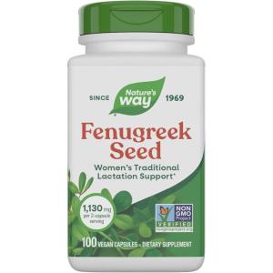 Nature’s Way Fenugreek Seed Supplement, Fenugreek for Traditional Breastfeeding Lactation Support*, Non-GMO Project Verified, Vegan, 100 Capsules (Packaging May Vary)(100 Count (Pack of 1))