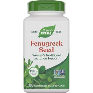 Nature’s Way Fenugreek Seed Supplement, Fenugreek for Traditional Breastfeeding Lactation Support*, Non-GMO Project Verified, Vegan, 100 Capsules (Packaging May Vary)(180 Count (Pack of 1))