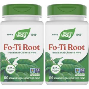 Nature’s Way Fo-Ti Root, Traditional Chinese Herb, 1,220 mg per serving, 100 Vegan Capsules (Packaging May Vary)(100 Count (Pack of 2))