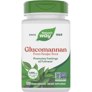 Nature’s Way Herbal Glucomannan from Konjac Root Capsules, Promotes Feelings of Fullness*, 1,995 mg per 3-Capsule Serving, Non-GMO Project Verified, Vegan, 100 Capsules (Packaging May Vary)