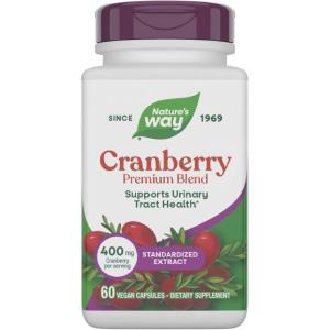 Nature’s Way Premium Blend Cranberry, Urinary Tract Health Support*, with 100% Cranberry Concentrate, 400 mg Per Serving, 120 Capsules (Packaging May Vary)(60 Count (Pack of 1))