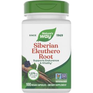 Nature’s Way Premium Herbal Siberian Eleuthero Root Supplement, Supports Endurance & Vitality*, Adaptogen*, 1,275mg per 3-Capsule Serving, Non-GMO Project Verified, 180 Capsules (Packaging May Vary)(100 Count (Pack of 1))