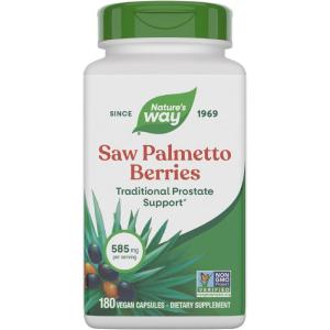 Nature’s Way Saw Palmetto Berries, Traditional Prostate Support*, 585 mg per serving, Non-GMO Project Verified, Vegan, 180 Capsules(180 Count (Pack of 1))