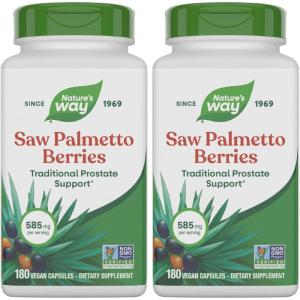 Nature’s Way Saw Palmetto Berries, Traditional Prostate Support*, 585 mg per serving, Non-GMO Project Verified, Vegan, 180 Capsules(180 Count (Pack of 2))