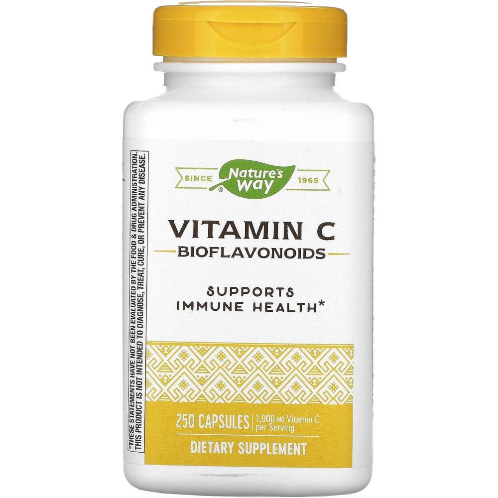 image:imageNatures Way Vitamin C with Bioflavonoids Immune Support High Potency Vitamin C per 2Capsule Serving Promotes Collagen 1000 mg per 2Capsule Serving 250 Capsules Packaging May Vary250 Count Pack of 1