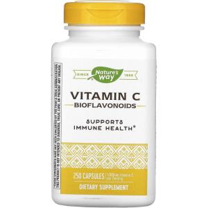 Nature’s Way Vitamin C with Bioflavonoids, Immune Support*, High Potency Vitamin C per 2-Capsule Serving, Promotes Collagen*, 1,000 mg per 2-Capsule Serving, 250 Capsules (Packaging May Vary)(250 Count (Pack of 1))
