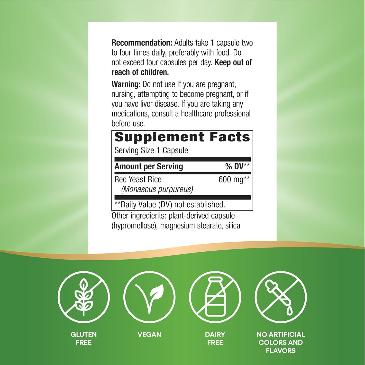 image:imageNatures Way Red Yeast Rice Traditional Support 600 mg per Serving Vegan 120 Capsules Packaging May Vary