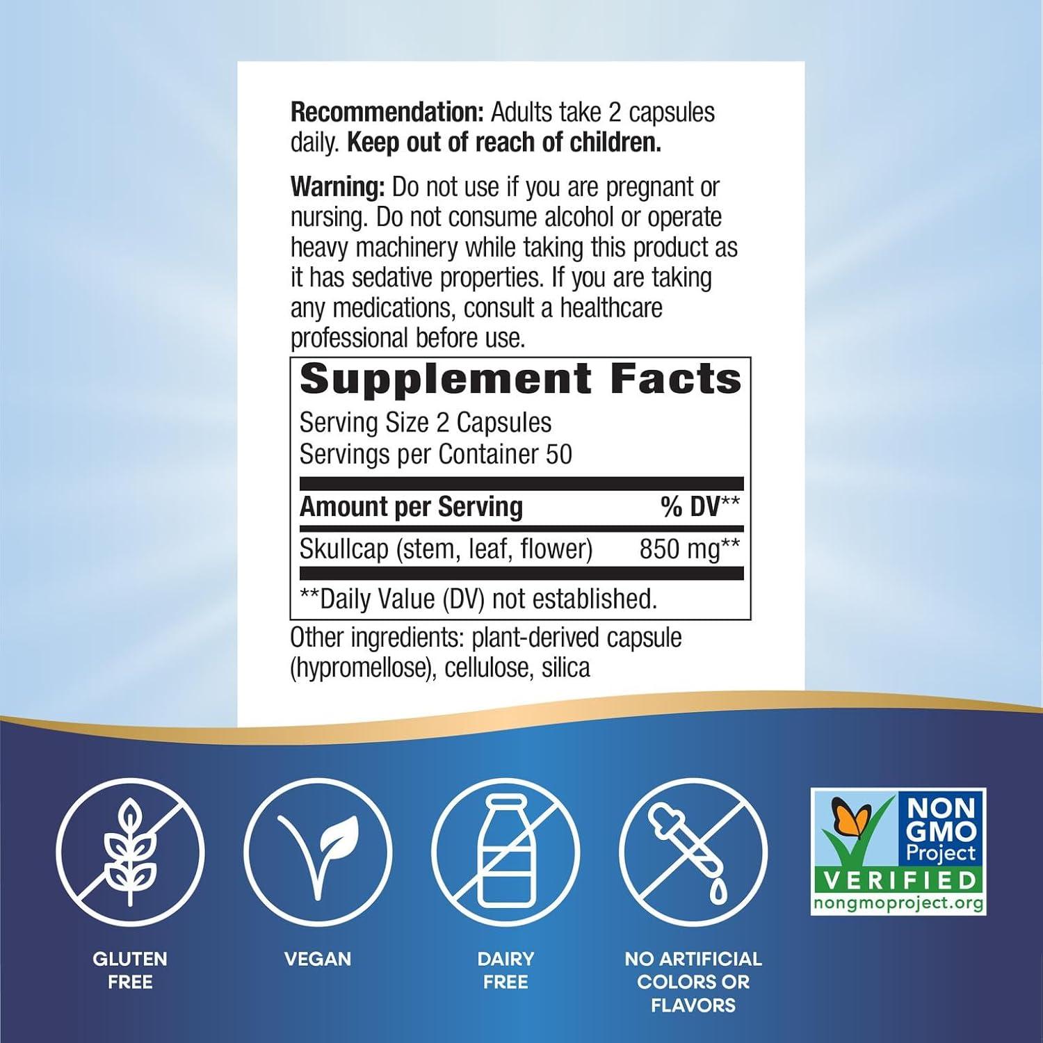image:imageNatures Way Skullcap Herb Traditional Herbal Sleep Support Skullcap Herb NonGMO Project Verified Gluten Free amp Vegan 100 Vegan Capsules1