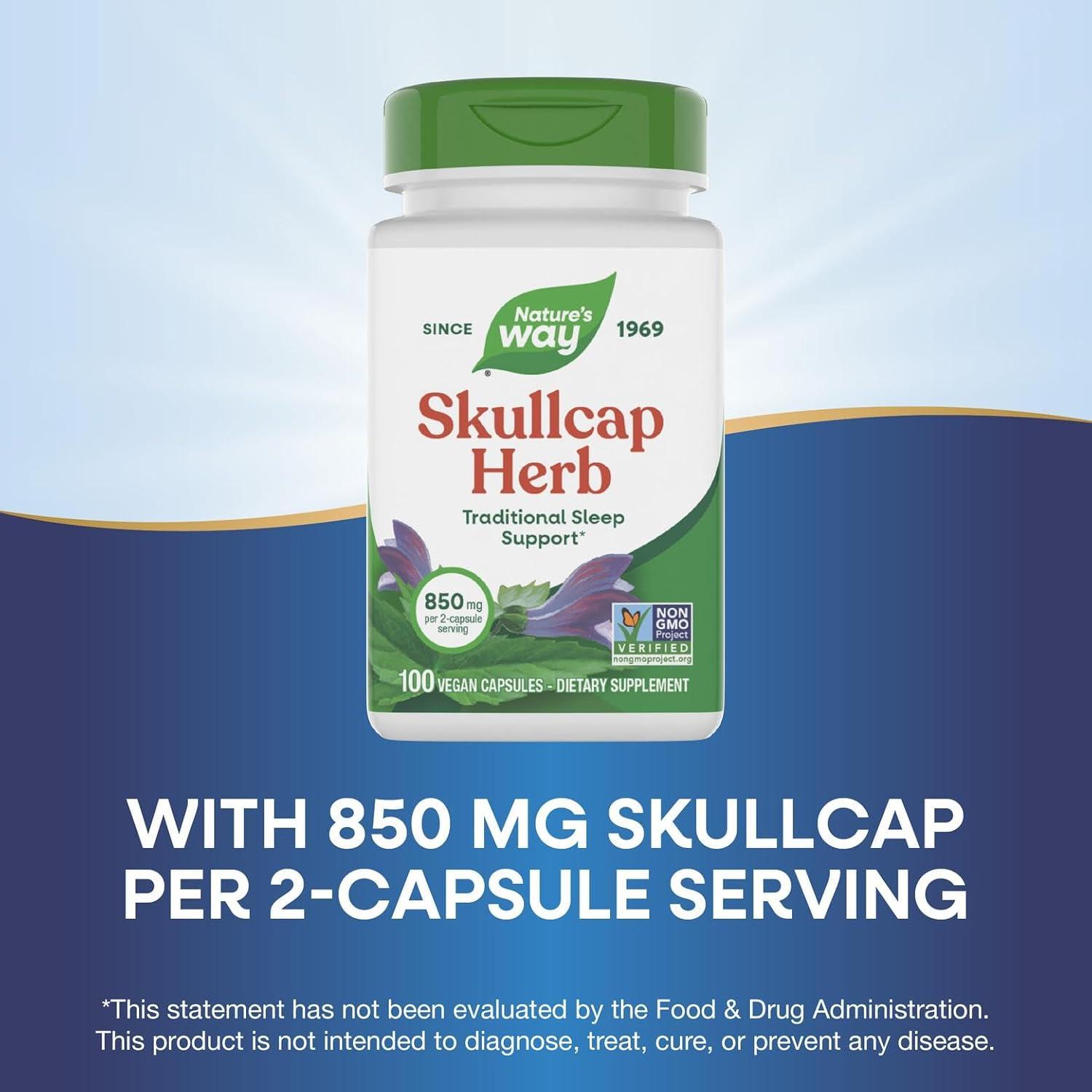 image:imageNatures Way Skullcap Herb Traditional Herbal Sleep Support Skullcap Herb NonGMO Project Verified Gluten Free amp Vegan 100 Vegan Capsules1