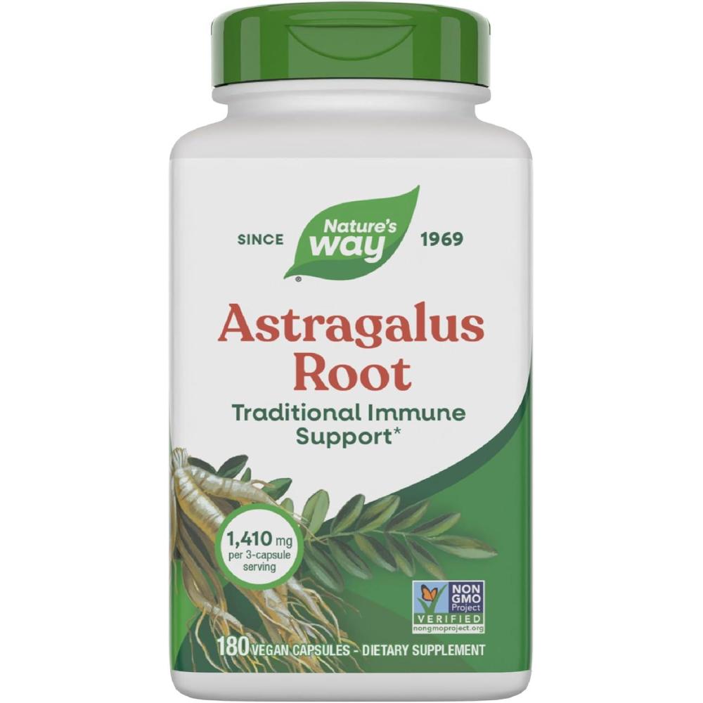 image:imageNatures Way Astragalus Root Capsules 1410 mg per serving TRUID Certified NonGMO Project Vegetarian 180 Count