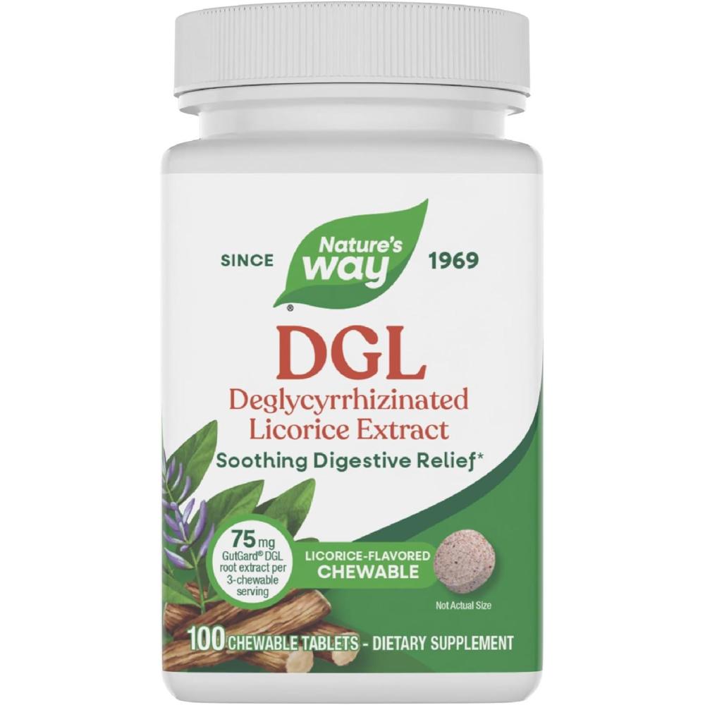 image:imageNatures Way DGL DGL Supplement for Digestive Support Licorice Root Extract Botanical Ingredient Convenient Chewable Tablets Vegan GlutenFree amp DairyFree 100 Count 33 Servings