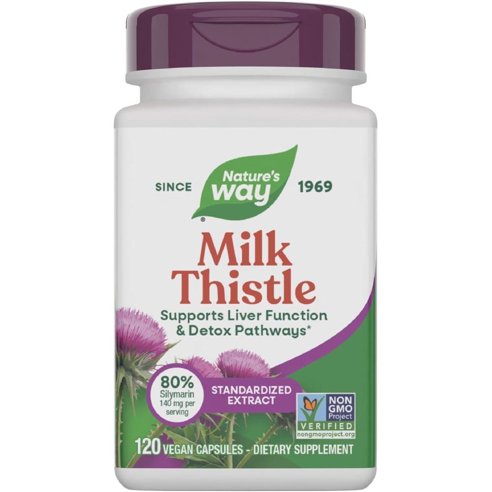 image:imageNatures Way Milk Thistle Supports Liver Function amp Detox Pathways 175 mg Milk Thistle Seed Extract Standardized to 80 Silymarin per Serving Vegan 120 Capsules Packaging May Vary120 Count Pack of 1