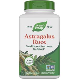 Nature’s Way Astragalus Root Capsules, 1,410 mg per serving, TRU-ID Certified, Non-GMO Project, Vegetarian, 180 Count