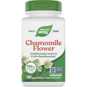 Nature’s Way Chamomile Flower – 700 mg per 2-Capsule Serving- Traditional Calming Aid* – Herbal Supplement – Non-GMO Project Verified & Gluten Free – 100 Vegan Capsules