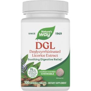 Nature’s Way DGL – DGL Supplement for Digestive Support* – Licorice Root Extract – Botanical Ingredient – Convenient Chewable Tablets – Vegan, Gluten-Free & Dairy-Free – 100 Count (33 Servings)
