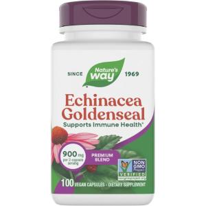 Nature’s Way Echinacea Goldenseal, Premium Blend, Supports Immune Health*, 900 mg per 2-Capsule Serving, Non-GMO Project Verified, Vegan, 100 Capsules (Packaging May Vary)